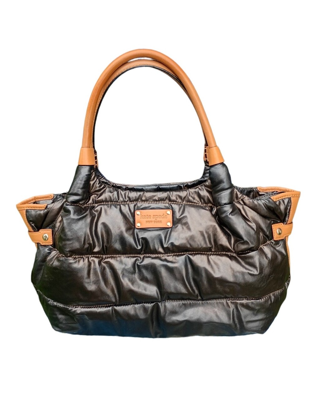 Kate Spade New York Charlie Snow Mass Quilted Puffer Shoulder Bag Bronze Leather